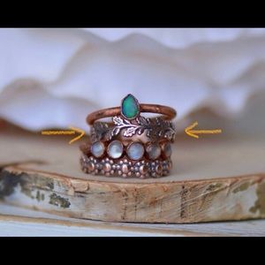 Bohemian copper leaf ring 4.5